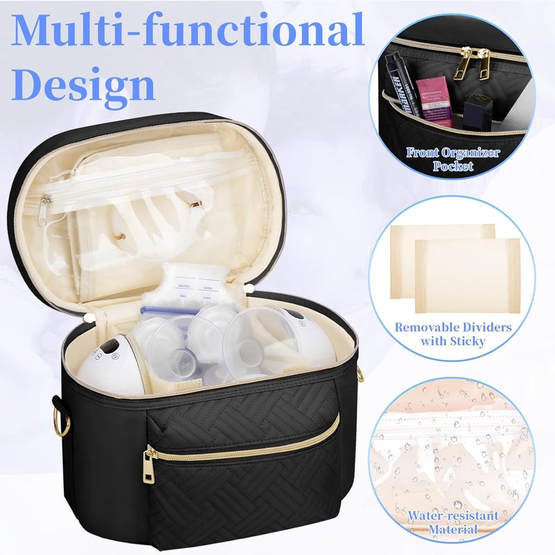 GDNasist Wearable Breast Pump Bag Compatible with Willow/Elvie/Medela/Momcozy, Portable Pumps Carrying Case for Nursing & Working Moms, Pumping Bag with Shoulder Strap, Black - Image 2